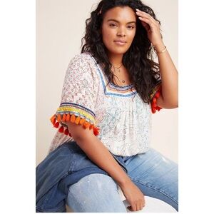 Anthropologie Maeve Paolina Tasseled Blouse. XL